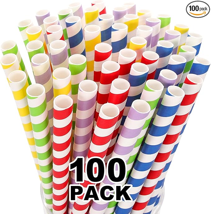 100 Pack, Extra Wide Paper Smoothie, Boba Straws - 10 mm Wide Biodegradable Straws for Bubble Tea (Tapioca, Boba Pearls), Milkshakes, Jumbo Drinks - Shower, Wedding Party Supplies Decorations