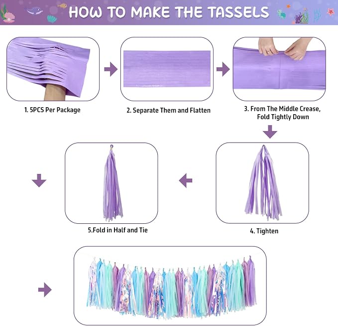 Mermaid Birthday Party Decorations Supplies Banner Tassel Garland Bubble Garland Hanging Jelly Fish Paper Lanterns Balloons Cake Topper Mermaid Happy Birthday Decorations for Women