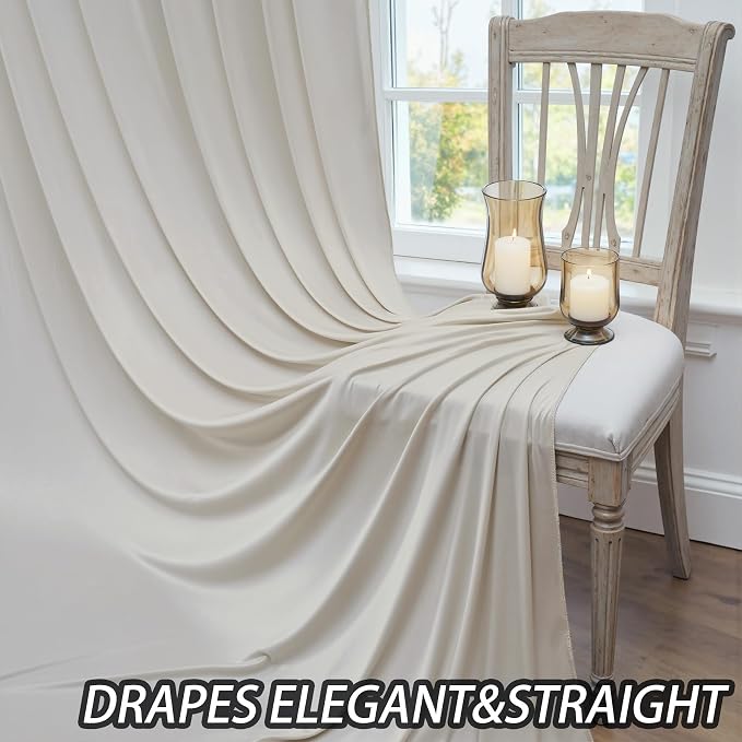 20ftx12ft Wrinkle Free Champagne Backdrop Curtain,4 Panels 12FT Height Wedding Backdrop Drapes,Silky Polyester Back Drop Cloth for Birthday Photography Background Party Backdrop Draping