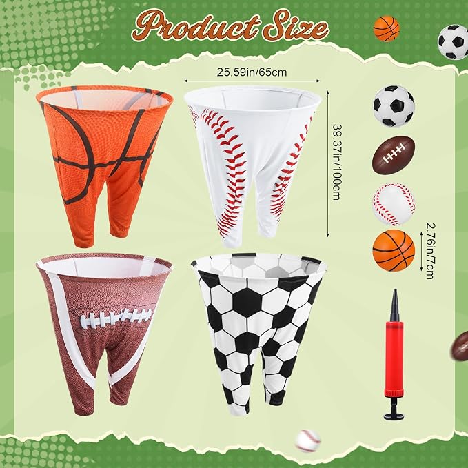 26 Pcs Granny Pants Outdoor Game Set, 4 Giant Pants with 20 Bouncy Balls & 2 Pumps Yard Funny Toss Relay Backyard Game for Adults Family Beach Party Favor
