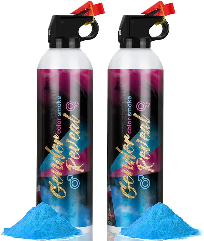 Gender Reveal Fire Extinguisher 2 Packs, Gender Reveal Ideas, Baby Girl Reveal Party Ideas 100% Biodegragable for Gender Reveal Decorations（Blue）