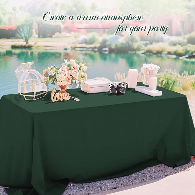 12 Pack Hunter Green Tablecloths for Rectangle Tables 60 x 126 Inch Polyester Tablecloth 8 Foot Rectangle Table Cloth Wrinkle Resistant Washable Fabric Table Cover for Party Wedding Banquet Events