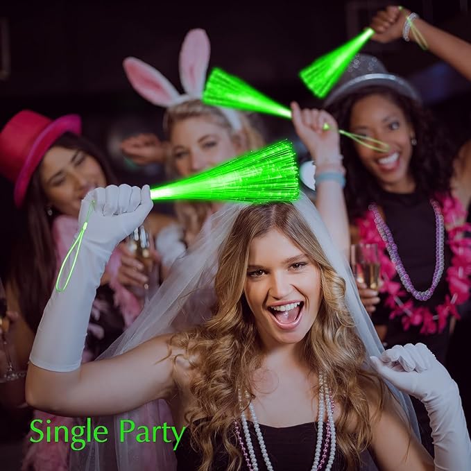 60 PCS Green Fiber Optic Wands Glow Fiber Wands Bulk LED Light Up Wands with 3 Flashing Modes LED Flashing Sticks for Hawaii Carnival Christmas St. Patrick’s Day Wedding Bridal Shower Birthday
