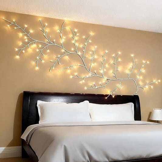 Enchanted Willow Vine Lights:144 LEDs Flexible DIY Branche Tree Vines White 7.9FT Artificial Twinkling Tree for Bedroom Living Room Art Wall Decor(1PCS)