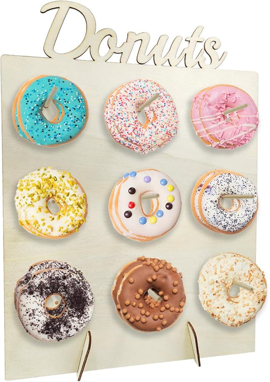 1 Pack Wood Donut Display Stand, Stunning Donut Holder for Birthday Parties & Events, Holds Up to 18 Donuts, Wood Cake Stand for Home Celebrations and Sweet Treats Display (Style 2)