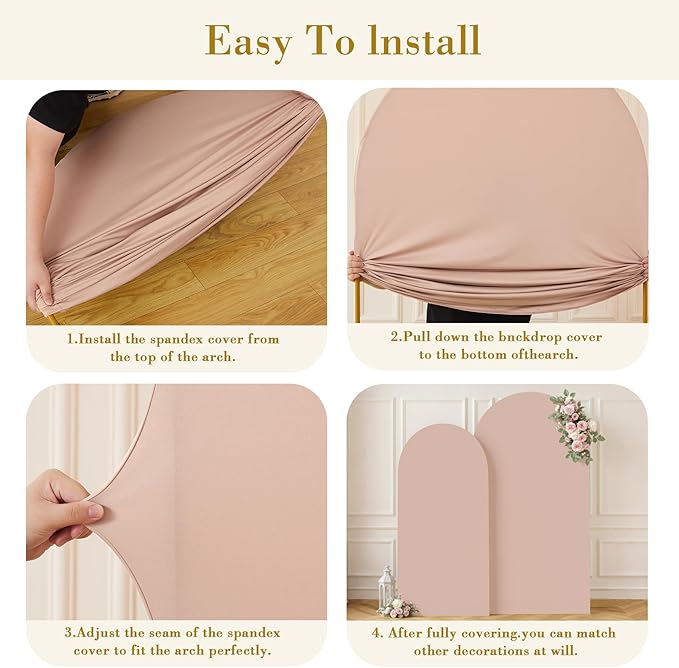 Nude Arch Covers Set of 2-7.2 and 6ft Nude Arch Backdrop Cover Spandex Wedding Balloon Arch Stand Covers for Baby Shower Birthday Party Bridal Shower Photo Arch Covers Stretchy Backdrop
