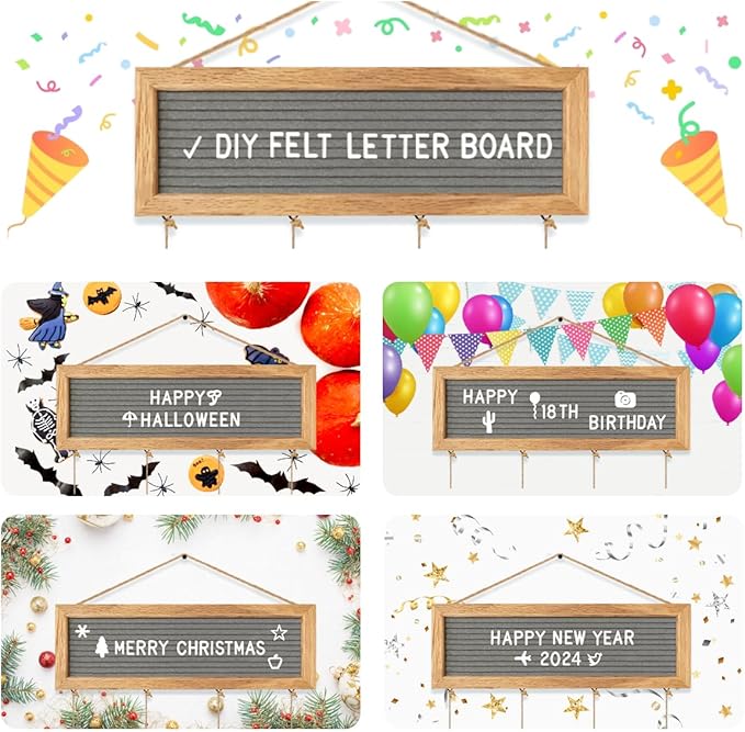 CJIAWYS Collage Picture Frames for Wall, Birthday Gifts for Mom Women Teenage Girls, Polaroid Picture Display Felt Letter Board with 270 Letters and 30 Clips, Unique DIY Mothers Day Gifts