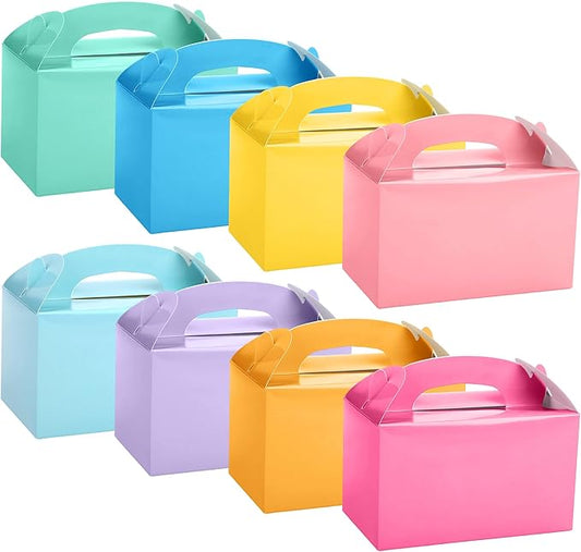 MIMIND 32 Pack Pastel Party Favor Boxes Gable Treat Boxes with Handles 6 x 3.5 x 3.5 Inches Candy Gift Boxes for Birthday Wedding Baby Shower Party Supplies