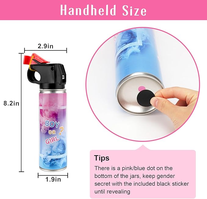 QIYVLOS Gender Reveal Fire Extinguisher 2 Packs, Gender Reveal Smoker Bomb, Baby Girl Reveal Party Ideas for Gender Reveal Decoration (Small, Pink)