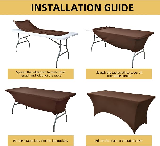 2-Pack 8ft Spandex Table Covers for Rectangle Folding Tables - Washable Elastic Tablecloth - Ultimate Fitted Table Protector for Birthday Parties, Trade Shows, Banquet