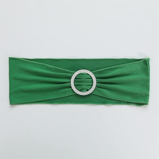 Spandex Chair Sashes Bands 100PCS Stretch Chair Cover Ties Bows with Buckle Slider Wedding Party Reception Banquet Decoration (Green)