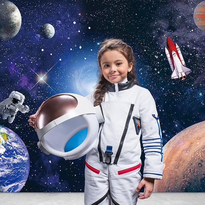 9x6 FT Outer Space Photo Backdrop Kids Astronaut Theme Birthday Party Decoration Universe Galaxy Stars Newborn Baby Shower Photography Background Decor Supplies