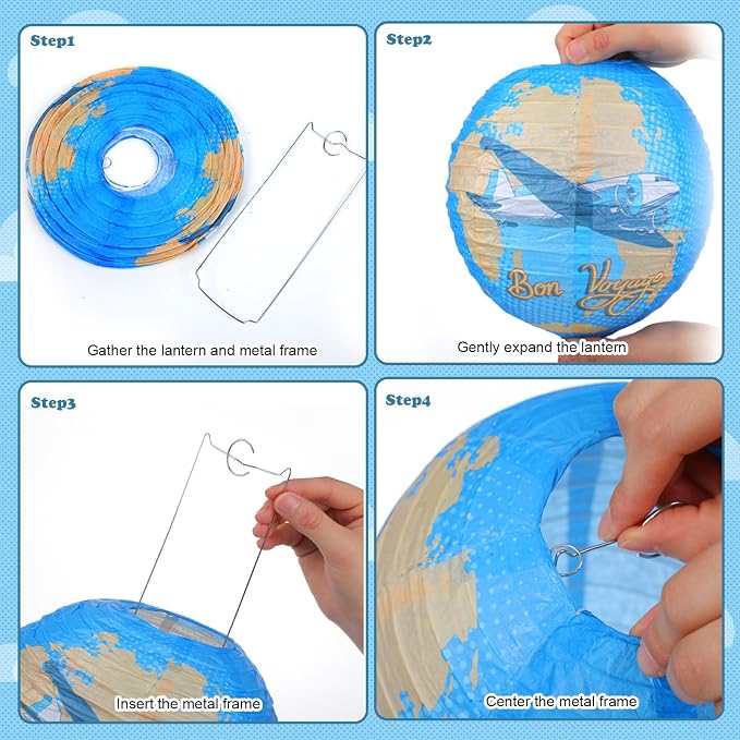 Panelee 12 Pcs Travel Around The World Paper Lanterns Party Decorations 8 Inch Hanging Round Hanging Paper Party Decorations for Holiday Indoor Outdoor Supplies