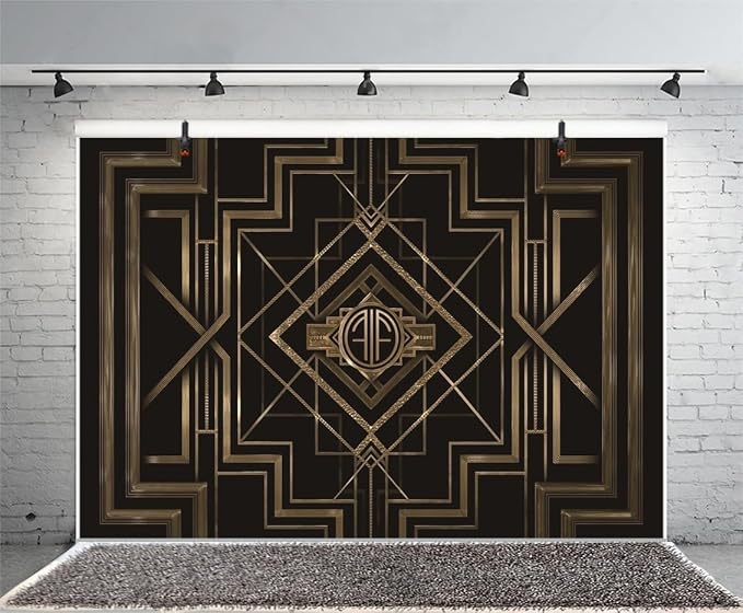Leyiyi 5x4ft Roaring 20s Backdrop Great Black and Gold Birthday Photography Background Black Gold 1920s Party Decorations Banner Adults Children Newborn Baby Shower Photo Studio Booth Props