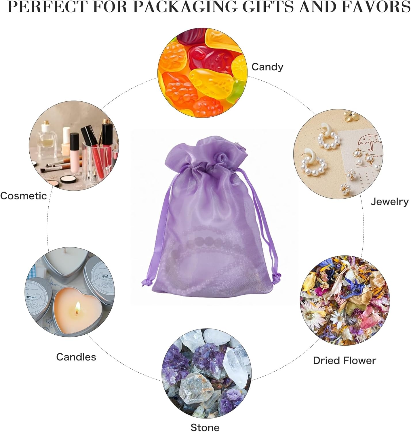 20 Pcs Purple Small Organza Bags 4X6 inch for Wedding Favors with Drawstring, Mini Mesh Gift Bags Jewelry Pouch for Candy Bridal Shower Party Favor Baby Shower Christmas