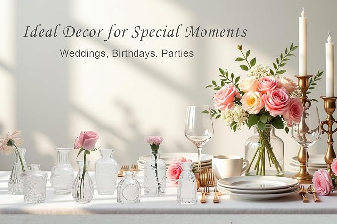 Bud Vases Set of 40 Pcs,Small Flower Vases for Centerpieces,Glass Bud Vase in Bulk Clear,Vintage Bud Vase for Wedding Table Centerpieces Decoration, Home Table Party Decor, Christmas,Anniversary