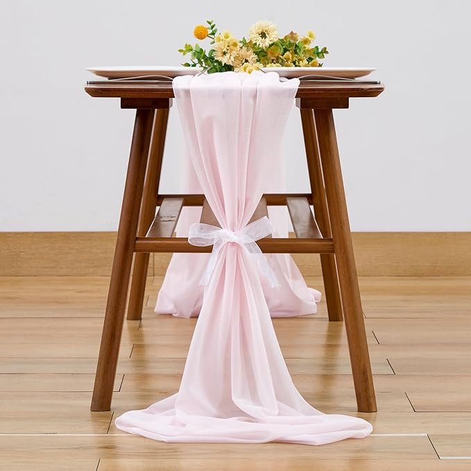Wedding Arch Draping Fabric 28" x19FT, Sheer Chiffon Fabric Backdrop,2 Panels Blush Drapes for Wedding Ceremony Decor, Decorative Arch Drapery for Birthday Party Ceiling Curtain Backdrop