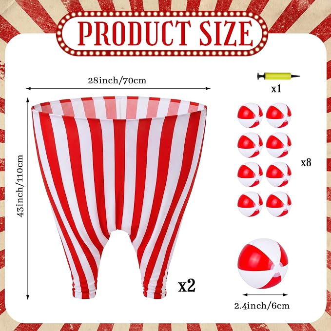 11 Pcs Granny Pants Yard Game Giant Carnival Games Set with Red and White Bouncy Balls & Air Pumps Funny Outdoor Indoor Lawn Party Games for Adults Family Backyard Festival Activities