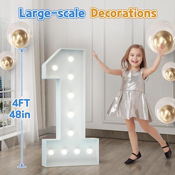 Marquee Numbers 4 Feet Tall: Large 5th 15th 25th 50th Birthday Decorations 4FT Light Up Numbers Anniversary Christmas Party Decor 2025 Big Graduation Backdrop Foam Cardboard Number 5