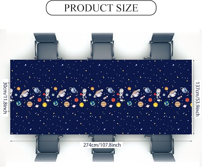 Oudain 6 Pcs Space Tablecloth Decorations Plastic Galaxy Table Cloth Space Theme Birthday Party Supplies for Boy Spaceship Planet Astronaut Rockets Disposable Table Covers, 54 x 108 Inch (Vivid Style)