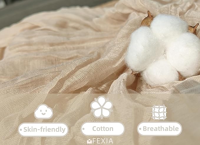 FEXIA 3 Pack Beige Table Runner 35x120 Inches for Baby Shower Decoration Gauze Spring Easter Table Runner for Wedding Party First Communion Centerpiece Engagement Bridal Shower Decoration