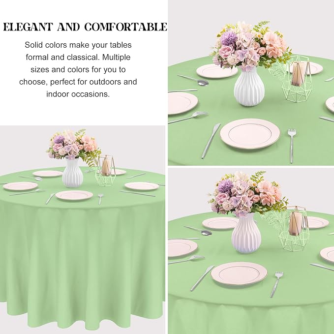 4 Pack Round Tablecloth 70 Inch Polyester Washable Fabric Table Covers for Wedding Dining Table Buffet Parties Banquet（Round 70 Sage Green）