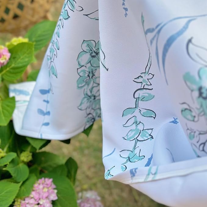 Outdoor Tablecloth, Washable Waterproof Table Cloth for Rectangular Tables, Blue Green Watercolor Print Table Cover for Dining, Farmhouse, Easter, Party, Patio - 72''x54''