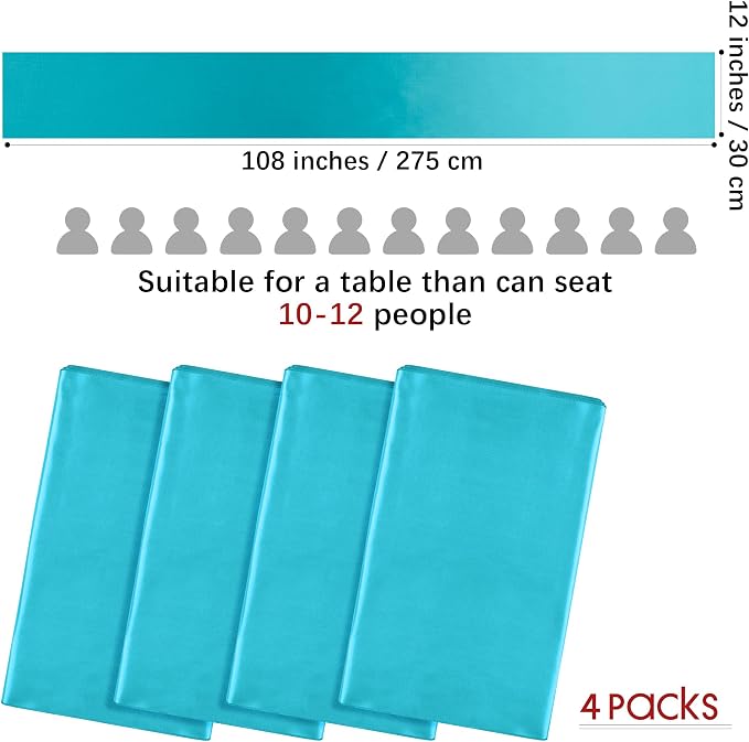 Aneco 4 Pack Satin Table Runner 12 x 108 Inch Long Bright Silk and Smooth Fabric Party Table Runner for Wedding Banquet Party Decoration