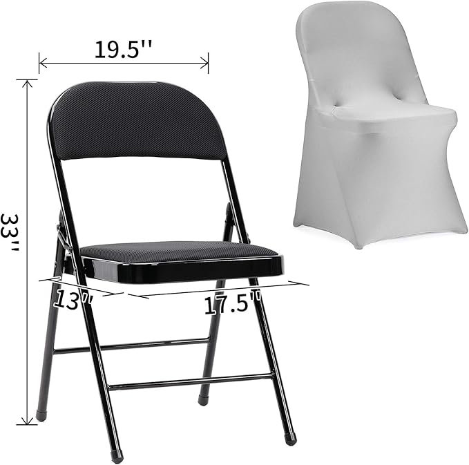 Peomeise Stretch Spandex Folding Chair Cover for Wedding Party Dining Banquet Event (Silver,12pcs)