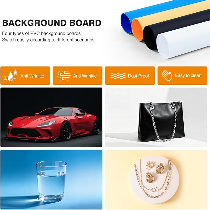 Light Box Photography 24"x24" with 240LED Lights and 4 Color Backdrops Photo Box with Lights, Foldable Light Box with Adjustable Brightness, 3000-6500K Dimmable Portable Picture Box Shooting