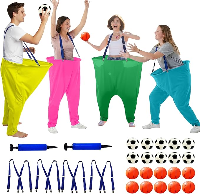 Granny Pants Yard Game Set for Adults - with Thickened Upgraded Bouncy Balls, Straps & Game Manual, Fun Outdoor Party Games for Family Backyard Gatherings（2pcs/4pcs）