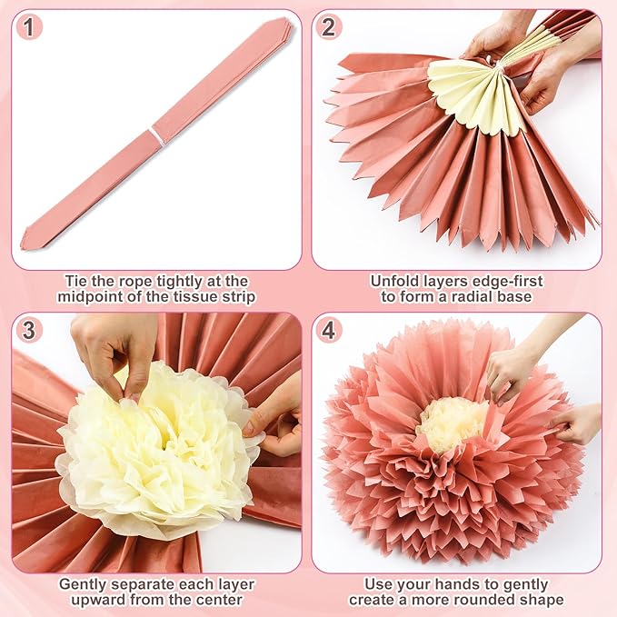Chunful 5 Pcs 30'' 24'' Gaint Boho Tissue Paper Flowers Decoration Large Hanging Tissue Paper Pom Poms Decor for Boho Birthday Bachelorette Wedding Baby Shower Bridal Shower Party Decoration