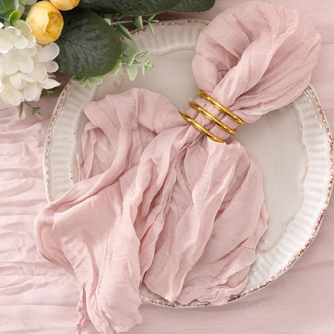 50 Pack Dusty Pink Cheesecloth Napkins Cloth Washable Spring Summer Cloth Napkins Set of 50 Bulk 21x21 Inches for Wedding Baby Bridal Shower Birthday Dinner Party Table Decor