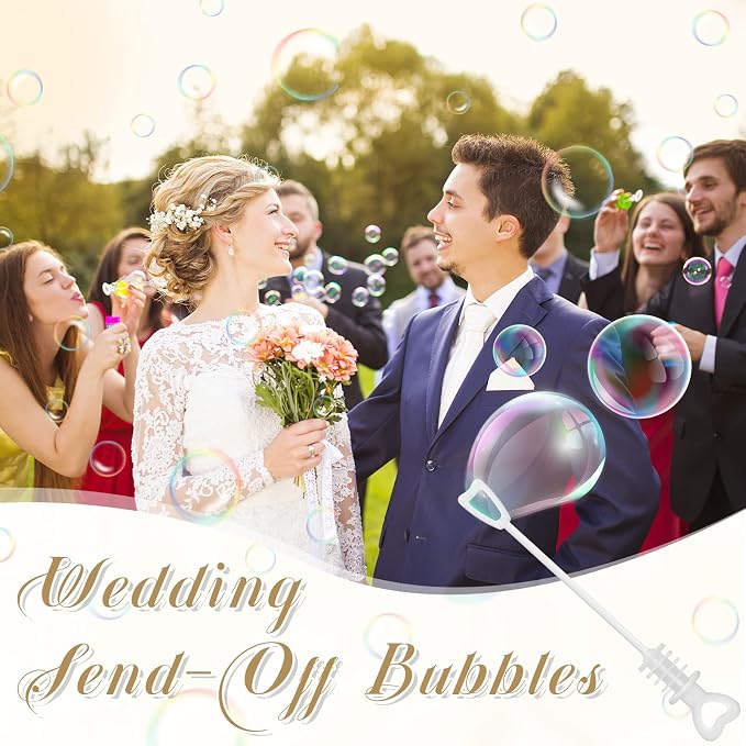 405 Pcs Wedding Send Off Bubble Ideas Set Include Heart Bubble Wands Gift Tags Cards Wood Photo Frame Ribbons Wedding Send Off Party Favors for Guests(Champagne Gold)