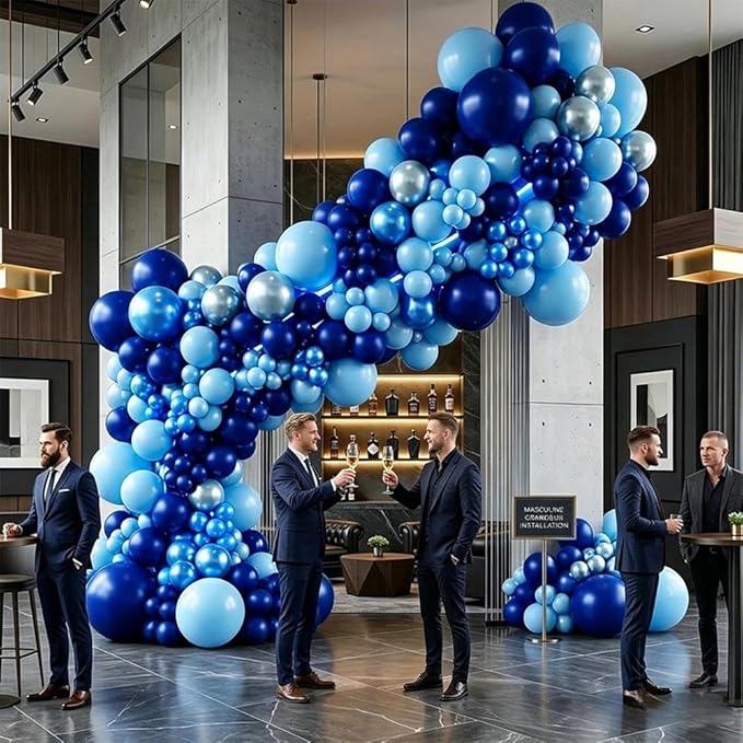 Royal Blue Balloon Garland Double Stuffed, Navy Dark Blue Metallic Balloon Kit for Birthday Baby Shower Bridal Wedding Graduation Anniversary Party Decorations