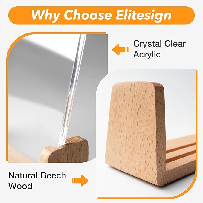 U-Shaped Acrylic Sign Holder 8.5 x 11 with Wood Base, Clear Double-Sided Flyer Stands for Display Menu, Flyer, Poster, Certificate, Photo, Restaurant, Office, and Home (1pk)