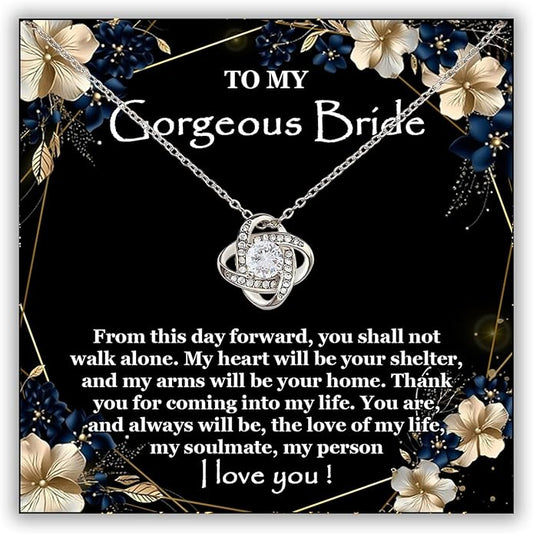 Groom To Bride Necklaces, Groom To Bride Necklace Gifts With Message Card, Groom To Bride Necklace For Wedding Day, To My Bride Necklace, Bridal Shower Necklace Gifts For Bride To Be