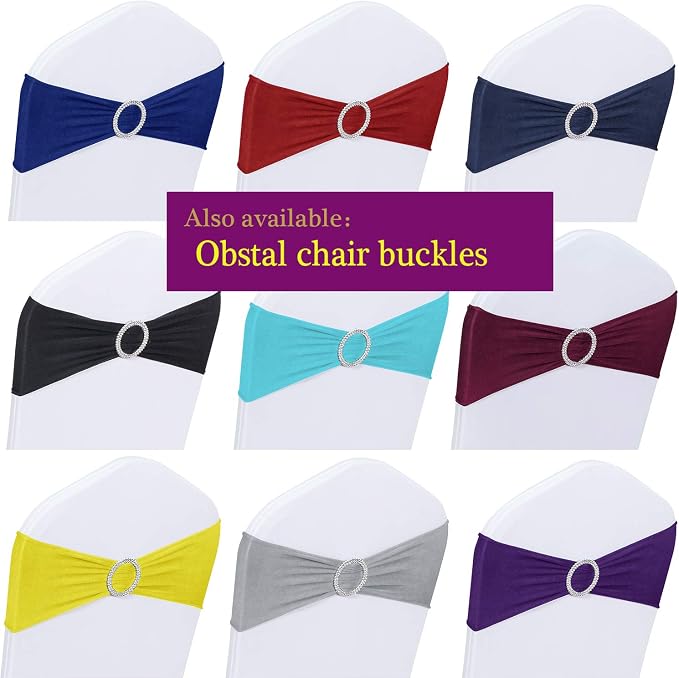 Obstal 50 PCS Satin Chair Sashes Bows for Wedding Reception- Universal Chair Cover Back Tie Supplies for Banquet, Party, Hotel Event Decorations