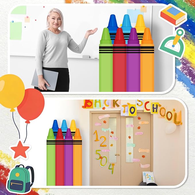 Amyhill 5 ft Coloring Crayons Cardboard Cutout Stand Up Life-Size Drawing Cardboard Cutout Back to Party Decorations First Day Photo Booth Standup for Welcome Party Supplies