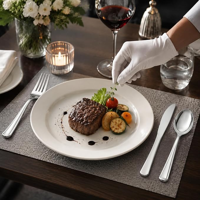 WDF 180 Pieces Silver Plastic Silverware - Silver Plastic Cutlery - Fancy Plastic Silverware Heavy Duty - 60 Forks 60 Knives 60 Spoons - Disposable Plastic Utensils Perfect for Party Wedding