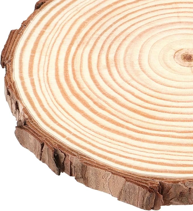 100PCS 3.5-4 Inch Natural Wood Slices, Unfinished Wood Slices 0.4 Inch Thick Wood Rounds Wood Coaster for Crafts, Painting, Ornaments