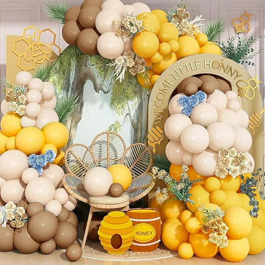Orange Brown Nude Balloon Arch Kits - 134Pcs Orange Apricot Tan Latex Balloons Garland - Ideal for Neutral Baby Shower Gender Reveal Sunflower Bee Theme Birthday Party Decorations Supplies