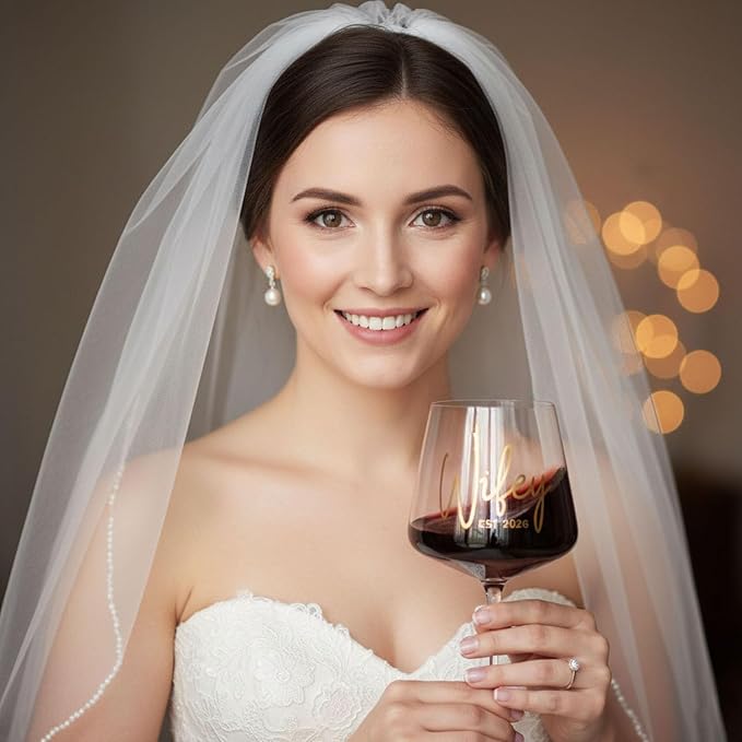 Cute Wedding Engagement Day Gifts Idea for Bridal Shower Est 2026,Wifey Wine Glass Bride to Be Sash Veil for Bachelorette Party Decorations,Future Mrs Decorations Set for Women and Girls