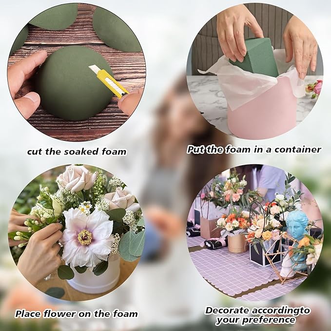 LOKIPA 4 Pack Small Floral Foam Half Ball, Floral Foam Round Half Ball Floral Foam for Artificial Plant Floral Arrangement Wedding Garden Decorations(3.54x1.77inch)