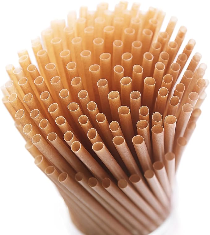 Biodegradable 200pcs Sugarcane Straws 8 Inch Compostable Disposable Drinking Straws Plastic Free Sturdy Smoothie Straws for Home Restaurant Parties Not Foggy