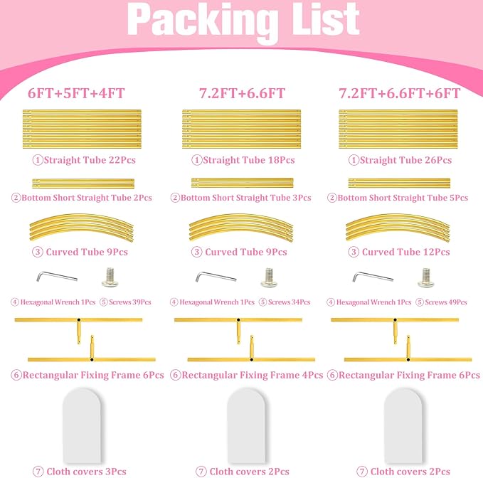 Bazen Wedding Arch Backdrop Stand 7.2FT, 6.6FT Set of 2 Metal Arch Backdrop Stand with White Arch Cover for Birthday Party Wedding Ceremony Bridal Baby Shower Banquet Party Event Decor