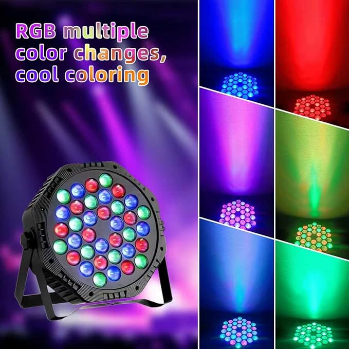 36LED Par Lights DJ Stage Light Corded RGB with Sound Activated Control Uplighting for Wedding Party Club Christmas Stage Lighting Apparatus, 3-Packs(DJ - Light)