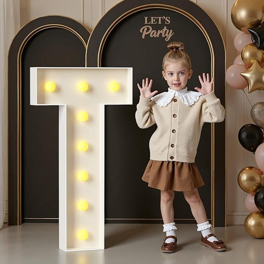 Marquee Letters 3 Feet Tall, 3FT Large Light up Letters T, Big Sign T with Warm White Light for Birthday Wedding Proposal Engagement Graduation Party Backdrop Decorations