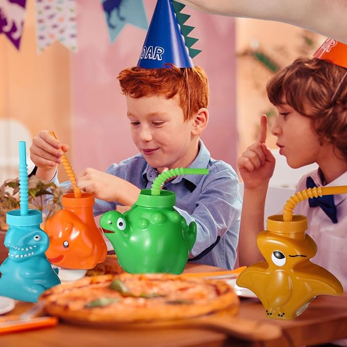 Maxcheck 12 Pieces Dinosaur Cups with Straws and Lids 10oz Dinosaur Party Favor Cups Bulk Plastic Dino Theme Party Supplies Reusable for Dino Birthday Decorations Safari Jungle