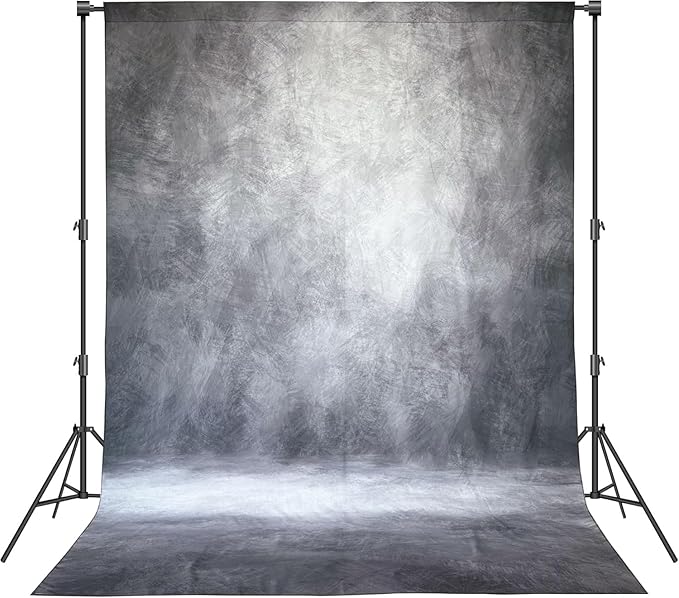 Abstract Professional Photography Backdrop for Portrait Photo Props Booth Background Photoshoot Studio with Polyester Fabric Roller Pocket on Top (8x14ft,Grey,No Stand)